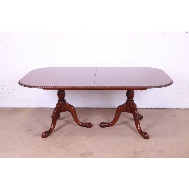 Councill Furniture Chippendale Carved Mahogany Double Pedestal