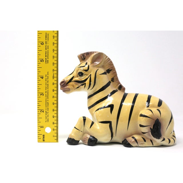 Off-white Vintage Hand-Painted Ceramic Zebra Figure For Sale - Image 8 of 9
