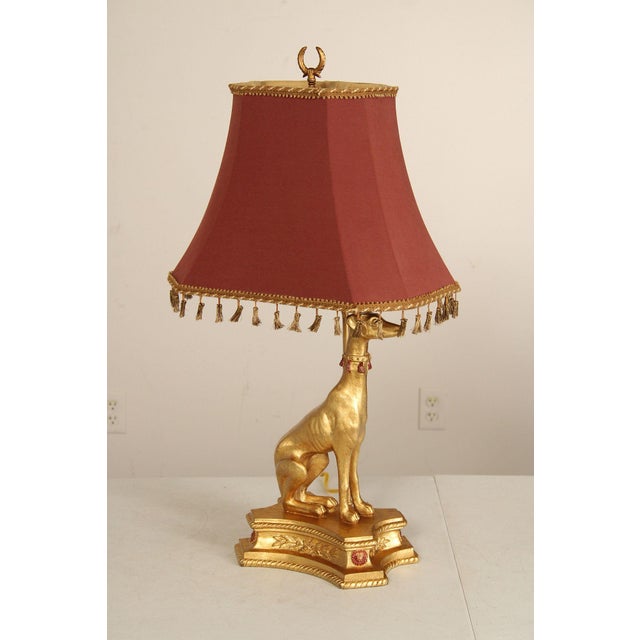 Figurative Late 20th Century Egyptian Revival Gilt Greyhound Table Lamps - a Pair For Sale - Image 3 of 18