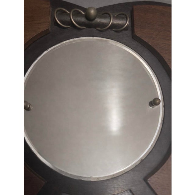 Art Deco Amsterdam School Oak Hallway Mirror with Integrated Brushes, 1920s, Set of 3 For Sale - Image 3 of 11