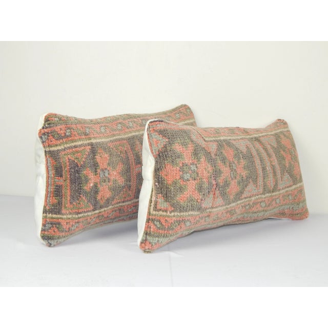 Turkish Lumbar Rug Cushion Cover - A Pair For Sale - Image 4 of 5