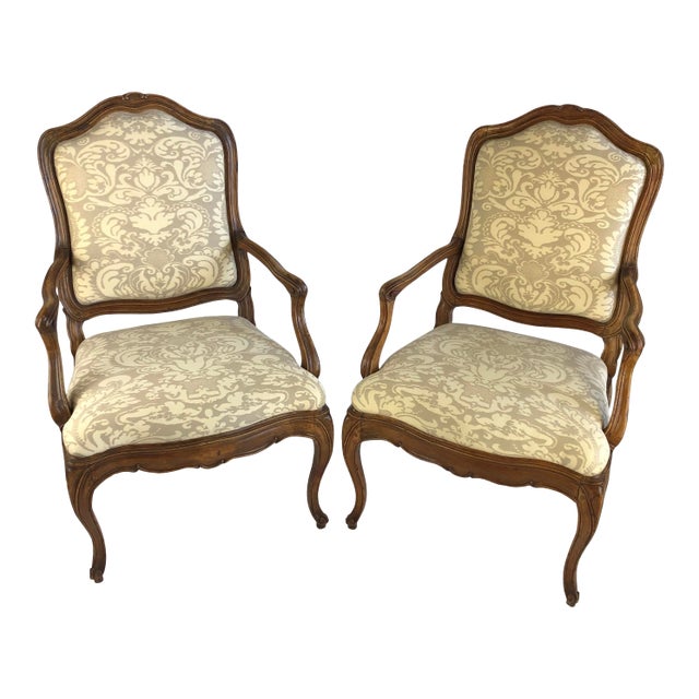 Italian 18th Century Walnut Armchairs - a Pair For Sale