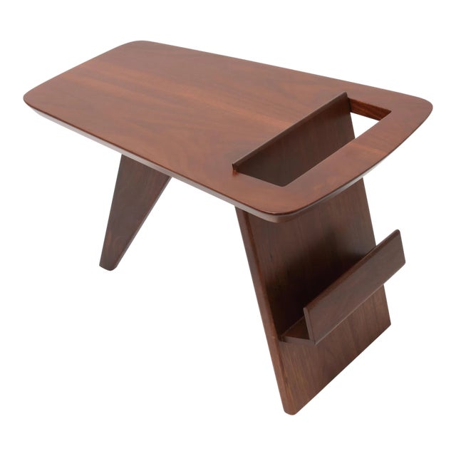 1950s Vintage Jens Risom Style Walnut Magazine Table For Sale