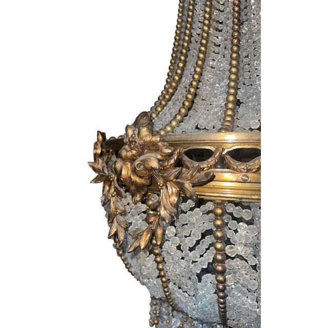19th Century French Bronze and Beaded Chandelier For Sale In Los Angeles - Image 6 of 9
