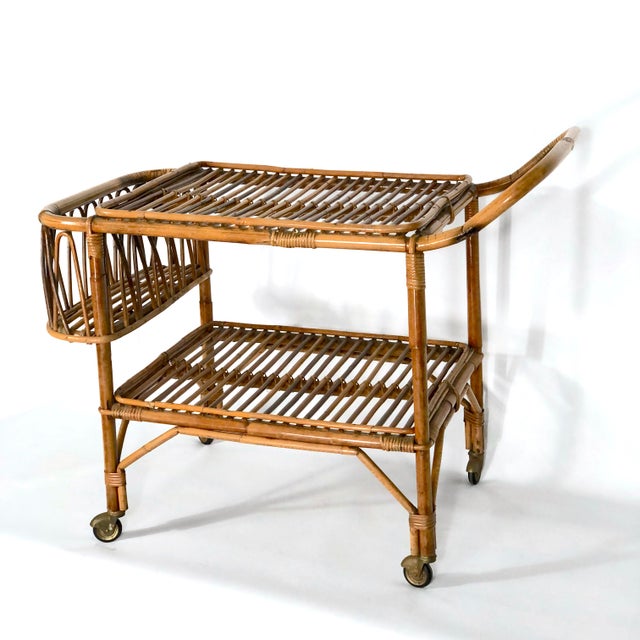 Vintage Bamboo Bar Trolley, Italy, 1950s For Sale - Image 4 of 7