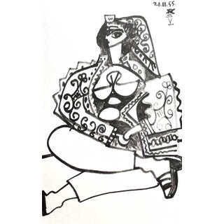 1960s Picasso Sketchbook Carnet De La Californie 5 Dated 21-11-55 For Sale