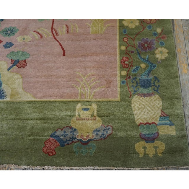2020s Pink Rose Flora Contemporary Chinese Art Deco Rug 8'10" X 11'8" Handknotted Wool Carpet For Sale - Image 4 of 6