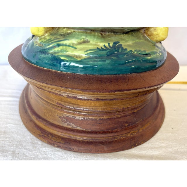 Vintage Large Ceramic Rooster Lamp on Wood Base For Sale - Image 16 of 17