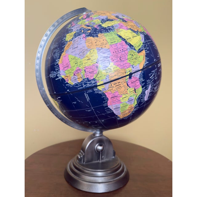 1980s Art Deco Inspired Globemaster Replogle 12" Blue World Globe For Sale - Image 12 of 12