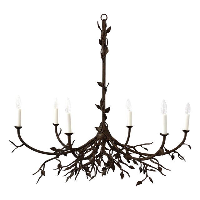 Warm Black Lennox Branching Leaf Chandelier For Sale