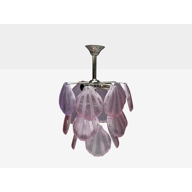 Glass Mid-Century Modern, Purple Shell Motif Murano Glass, Pendant Light, 1960s For Sale - Image 7 of 8