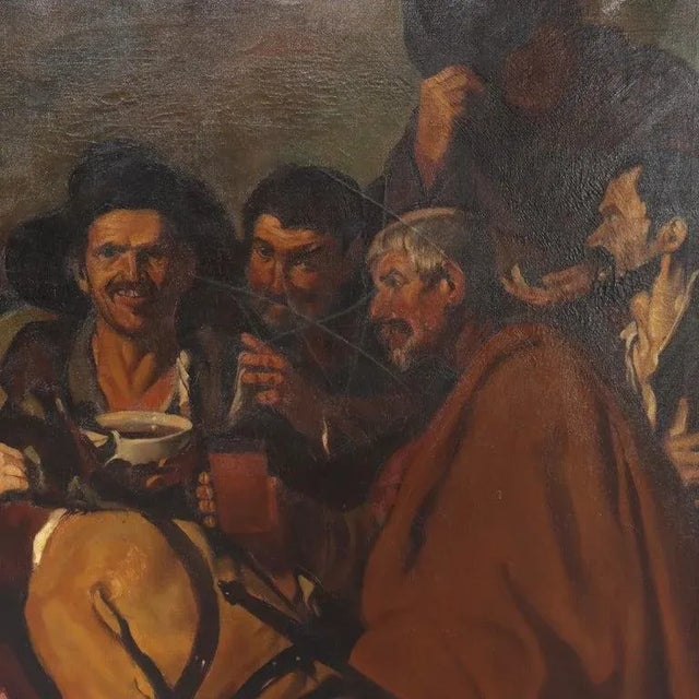 1920s Oil on Canvas Old Master Copy of Velazquez’s “The Triump of Bacchus" C1920 For Sale - Image 6 of 9
