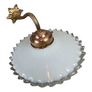 Antique Opaline and Brass Wall Lamp For Sale