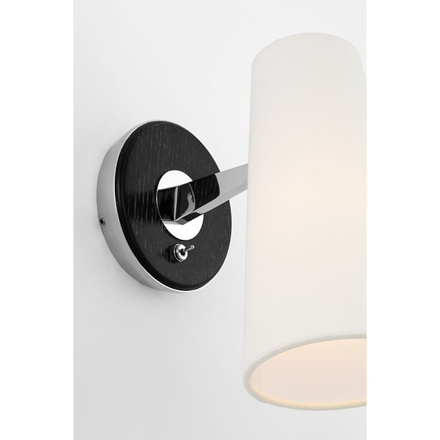 Visual Comfort AERIN for Visual Comfort Signature Olina 10" Sconce in Polished Nickel and Ebony with Linen Shade For Sale - Image 4 of 8