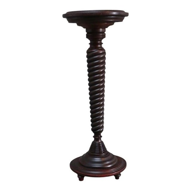 1900 - 1909 Rj Horner Carved Mahogany Twisted Column Sculpture Stand C1900 For Sale - Image 5 of 10