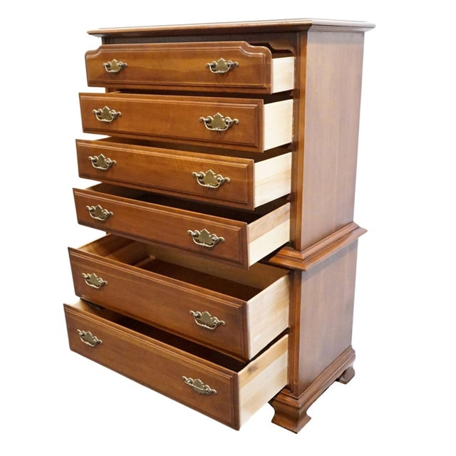 Late 20th Century Permacraft / Sanford Solid Cherry Early American Traditional 40" Chest on Chest 79-21 For Sale - Image 5 of 12