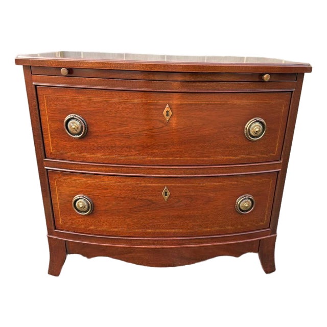Vintage Georgian Style Mahogany Inlaid Serpentine Front Chest of Drawers , For Sale