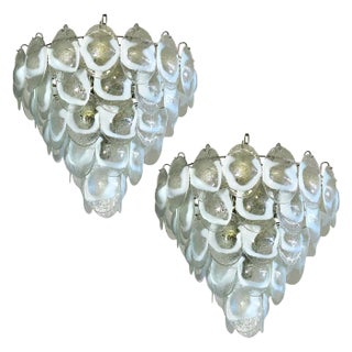 Murano Shell Chandeliers by Mazzega, Set of 2 For Sale
