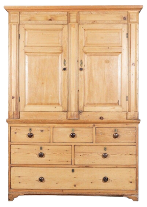 Large Regency English Estate Pine Housekeepers Cupboard, 1820s