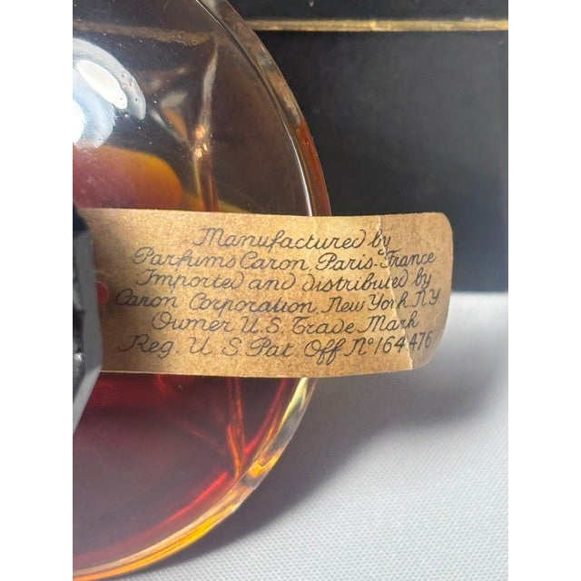 Vintage 1930s Caron Narcisse Noir Perfume Bottle 2.11oz Boxed Half Full Baccarat For Sale In Phoenix - Image 6 of 7