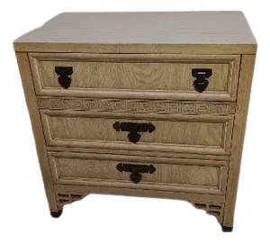 1970s Bachelor Chest/Nightstand Shangri La by Dixie 3 Drawers Beige