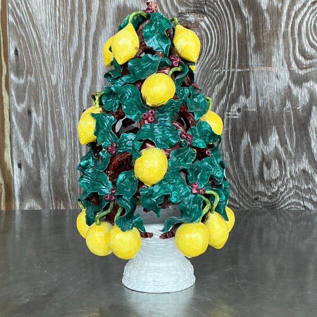 Vintage Italian Glazed Ceramic Lemon Topiary For Sale - Image 9 of 10