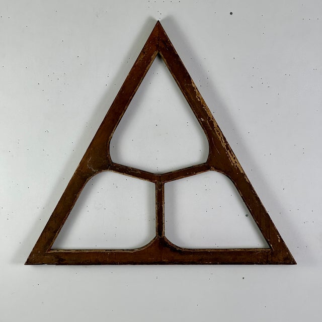 Wood Vintage Architectural Salvage Wood Triangular Honeycomb Decorative Window Frame For Sale - Image 7 of 9