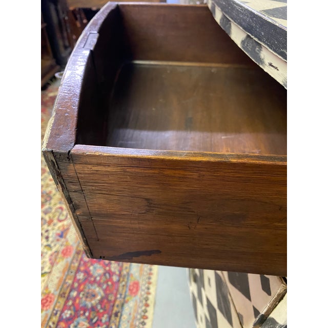 Antique White English Harlequin Painted 19thc Bow Front Chest For Sale - Image 8 of 10