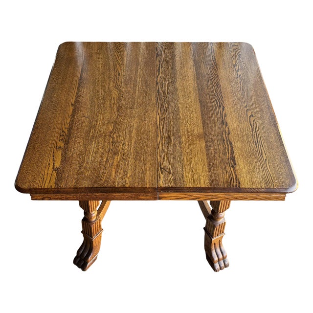 Mission Arts & Craft Style Oak Dining Table by Walter of Wabash For Sale