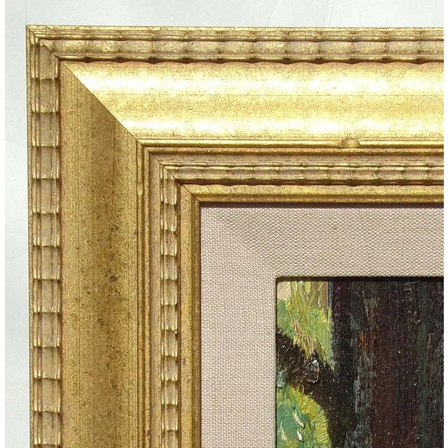 1990s Scott Burdick "Wisconsin Landscape" Original Impressionistic Forest Oil Painting on Board, Framed For Sale - Image 5 of 6