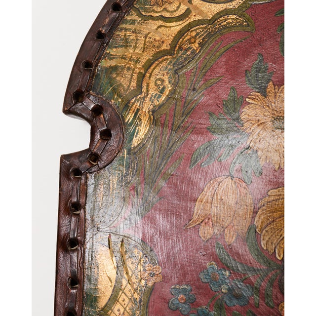 Spanish Colonial Baroque Style Painted Leather Eight Panel Screen For Sale - Image 10 of 18