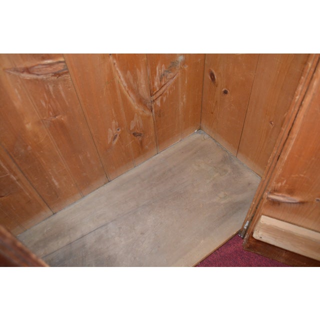 1970s Vintage Rustic Dark Pine Paneled Wooden Single Door Wardrobe Armoire / Coat Closet For Sale - Image 15 of 18