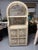 Vintage 1970s Palm Beach Coastal Arched Wicker & Rattan Étagère Hutch Cabinet With Sunburst Doors For Sale - Image 9 of 12