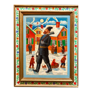 Maurice KishProud Chimney Sweep Modern Judaica Shtetl Oil Painting WPA Jewish artist