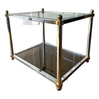 1970s Maison Jansen Style Rectangular, Glass Top Mid Century End Table For Sale
