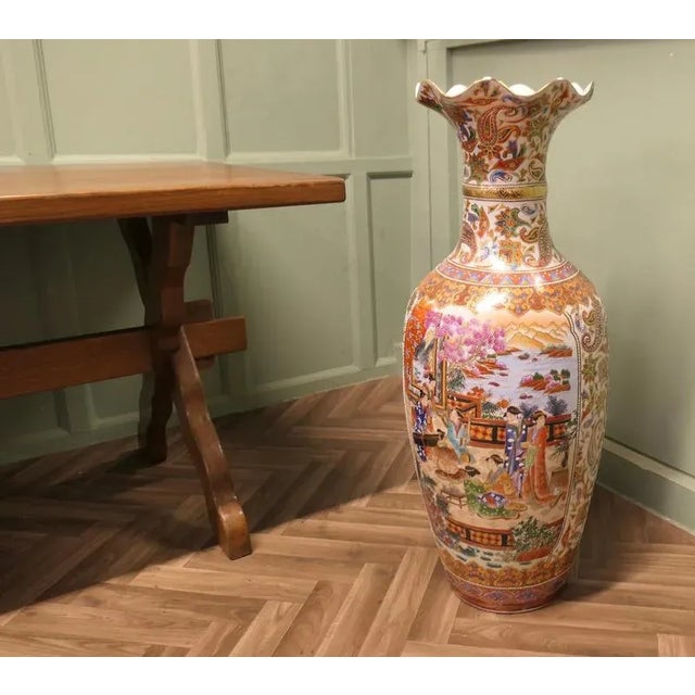 Tall Ceramic Satsuma Vase, 1990s For Sale - Image 3 of 8