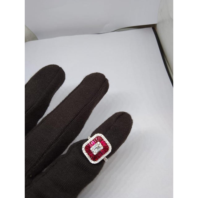 Gold 18k Gold Ruby 1.83ct and Diamond 0.62ct Cocktail Ring, New Design For Sale - Image 8 of 8
