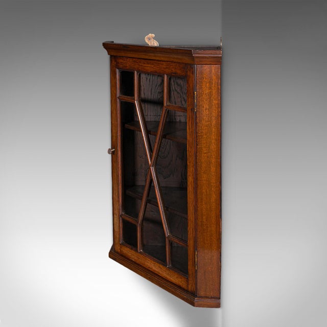 1900 - 1909 Small Antique Corner Cabinet, English, Glazed Display Cupboard, Edwardian, 1910 For Sale - Image 5 of 9