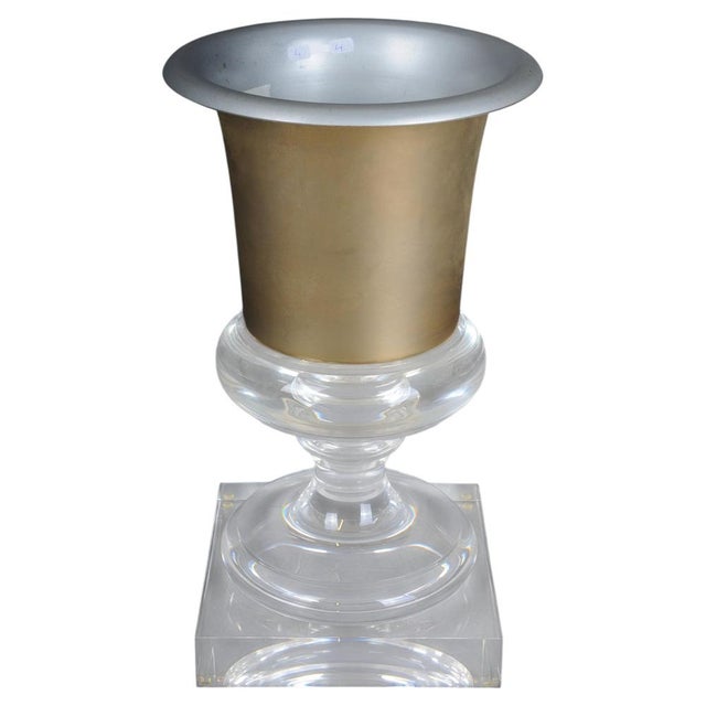 Hollywood Regency Style Acrylic Gold Goblet Vase For Sale - Image 12 of 12