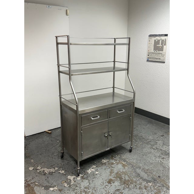 Silver Shampaine Co. Stainless Steel Rolling Cabinet, Vintage For Sale - Image 8 of 12