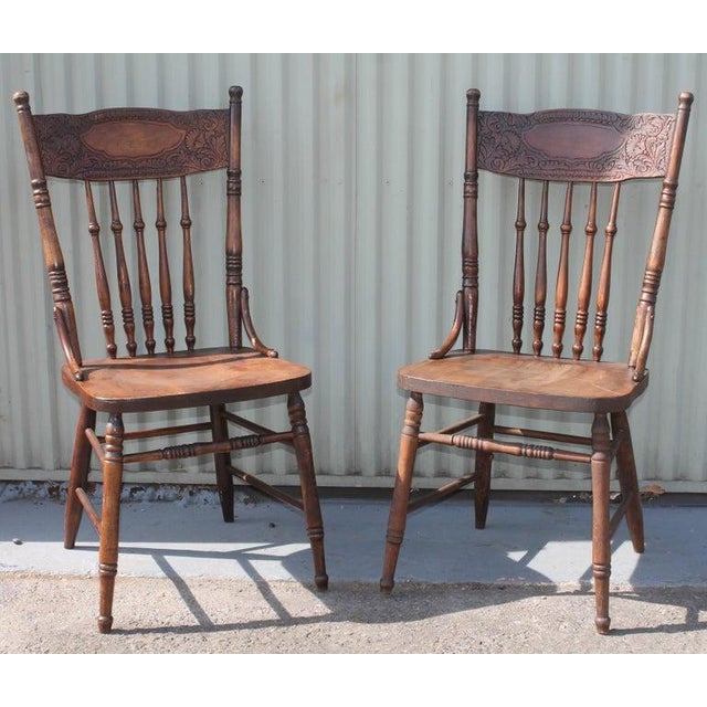 Folk Art 19thc Ranch Style Pressed Back Chairs, Set of Four For Sale - Image 3 of 15