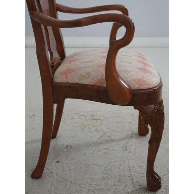Brown Pair of George III Style Burl Walnut Dining Armchairs For Sale - Image 8 of 18
