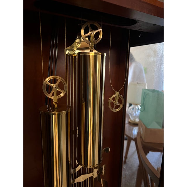 Ethan Allen 1970s Medallion Cherry Wood Grandfather /Floor Clock by Ethan Allen For Sale - Image 4 of 11