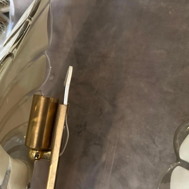 1970s 1970s Mid-Century Modern Light Grey and Brass Murano Glass Sconce by Franco Luce For Sale - Image 5 of 12