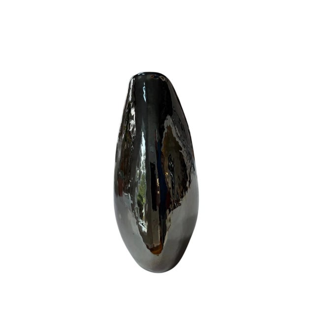 Transitional 21st Century John-Richard Metallic Porcelain Vase For Sale - Image 3 of 7