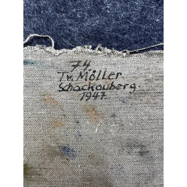 Blue Theo Möller, Schackauberg, Rhön, Fulda, 1947, Oil Painting on Linen For Sale - Image 8 of 13