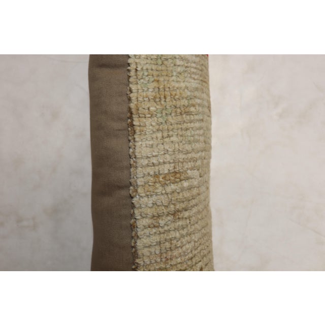 Industrial Neutral Pop of Red Turkish Rug Pillow For Sale - Image 3 of 4