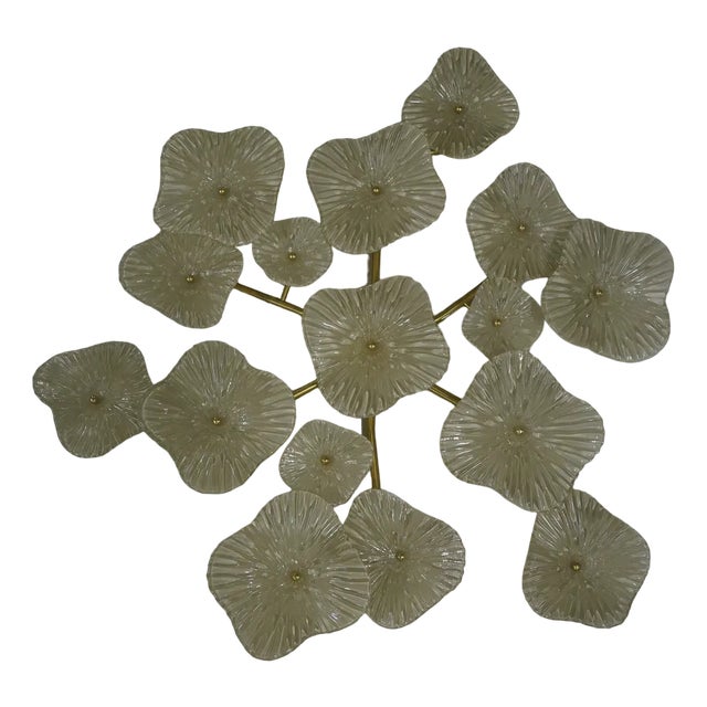 Mid-Century Murano Art Glass and Brass Wall Light For Sale