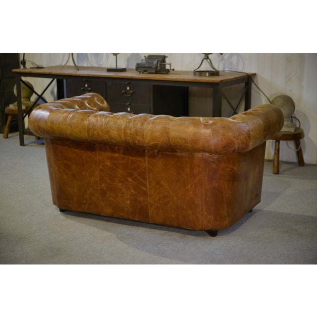 Leather Chesterfield 2-Seater Sofa, 2000s For Sale - Image 9 of 11