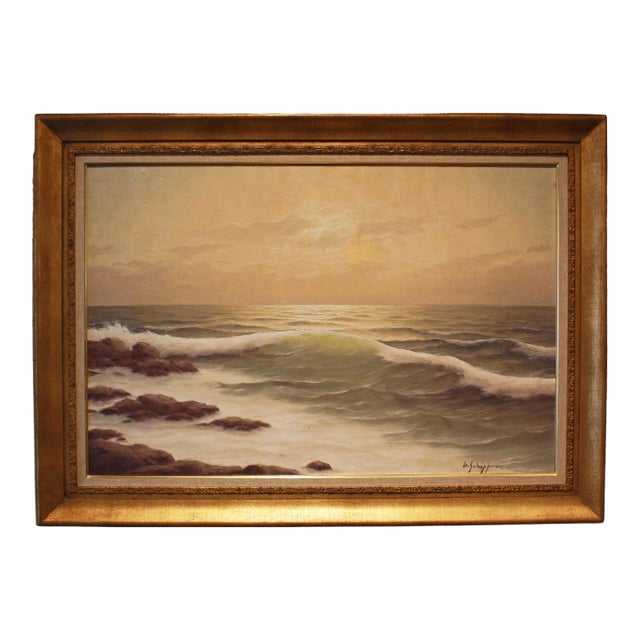 Seascape Oil on Canvas Painting by C. Schipper, Denmark For Sale